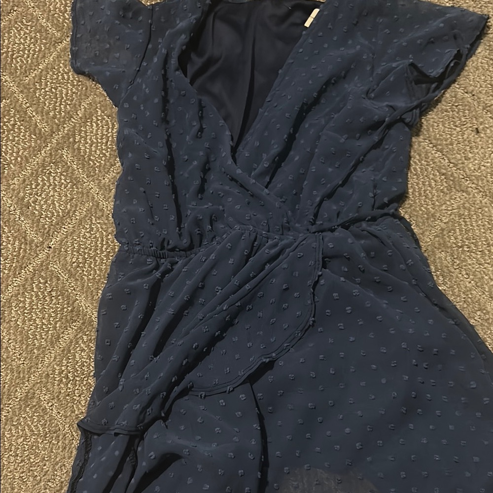 Francesca's Collections Blue Asymmetrical Wrap Sundress